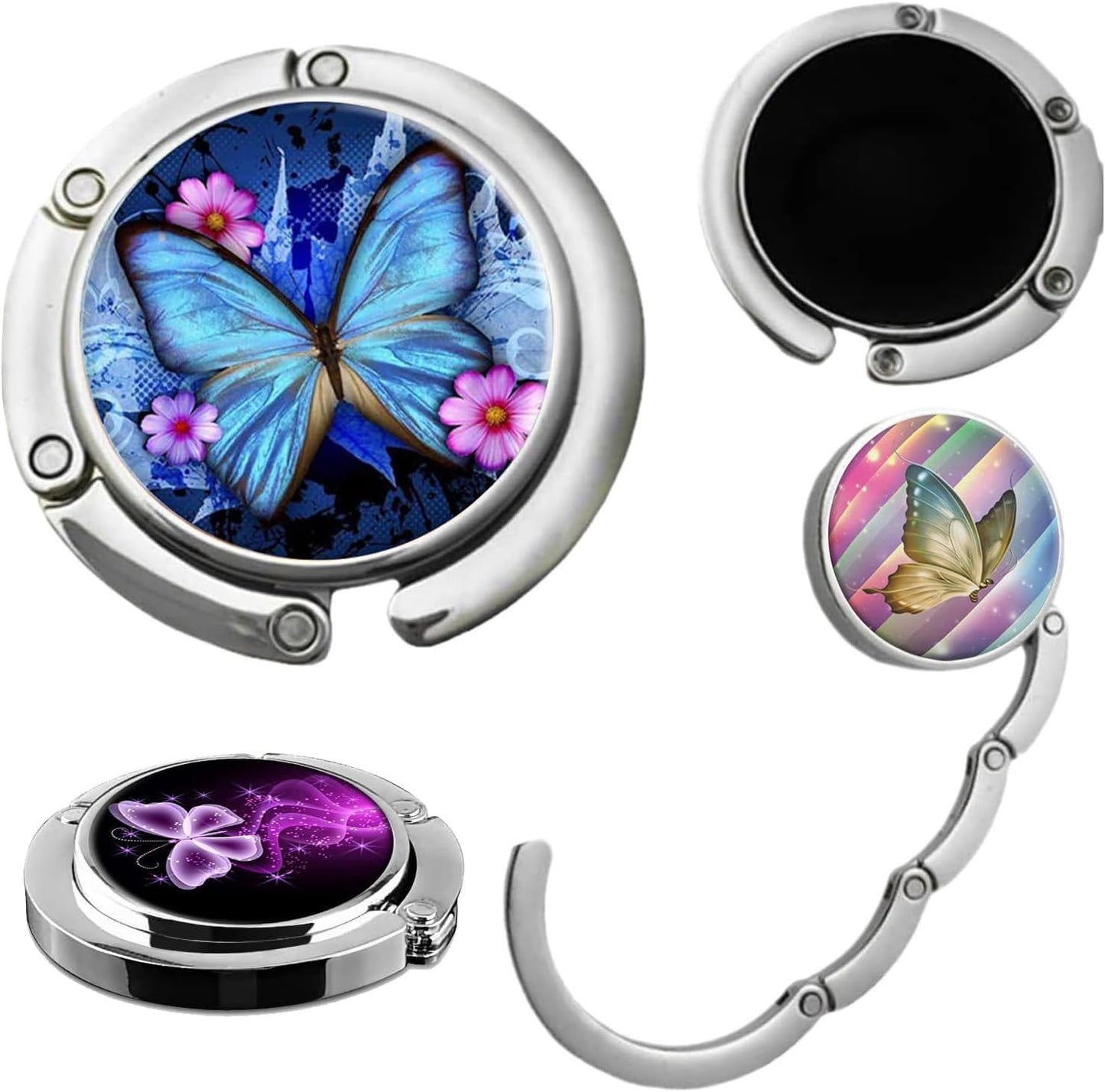 Foldable Purse Hook for Table, Purse Hanger for Table, Desk Bag Hook, Desk Purse Hook, Purse Holder for Table - Compact Portable Multi-Use Design, Aluminum Alloy Handbag Hanger, 3 Pcs (Style A)