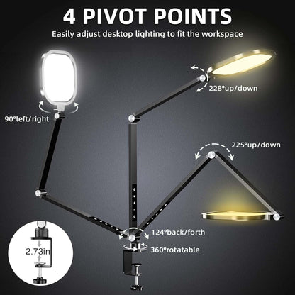 LitONES Video Conference Lighting for Computer, Dimmable Light for Video Recording, Meeting, Laptop & Webcam, 15W Ring Light for Desk with C- Clamp, Swing Arm, Remote, Memory & Timer CRI >95