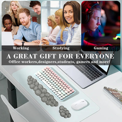 Gel Cloud Keyboard and Mouse Wrist Rest, Cute Wrist Support and Arm Support Keyboard Rest for Keyboard and Mouse Typing Pain Relief，Suitable for Office/Computer/Laptop/Gaming（White）