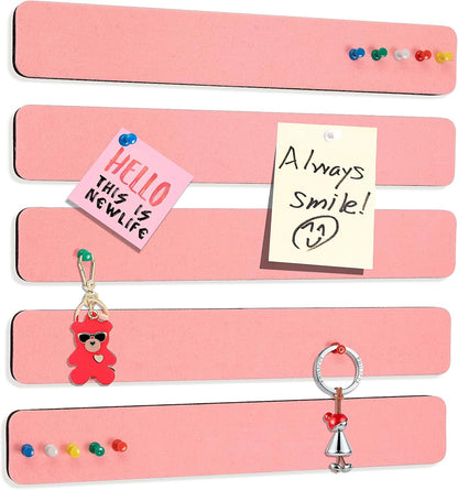 Felt Pin Board Bar Strips Bulletin Board for Bedrooms Offices Home Wall Decoration, Notice Board Self Adhesive Cork Board with 35 Push Pins for Paste Notes, Photos, Schedules