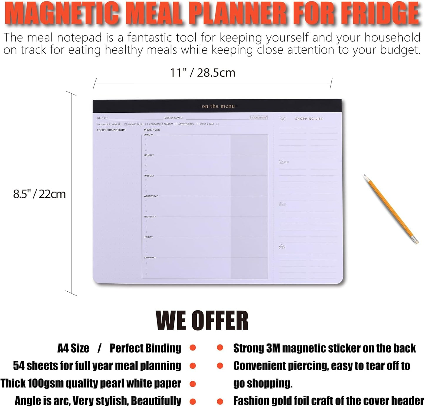ZERONE CENTRE Productivity Weekly Planner - 54 Sheets Dashboard Spiral Deskpad Has 6 Focus Areas to List Tasks for Goals, Projects, Clients, Academic, or Shopping-Organize Your Daily Work Efficiently