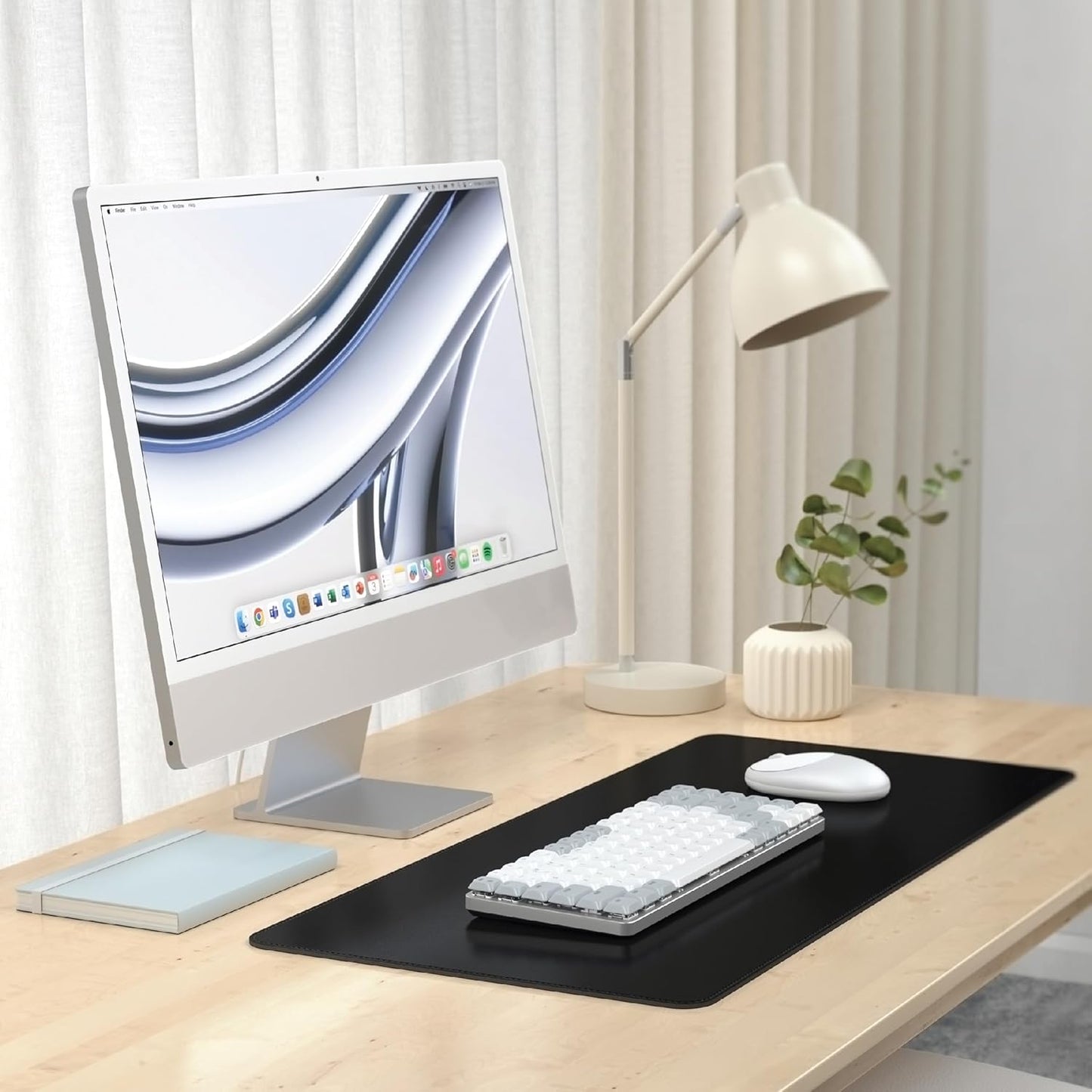 Satechi Vegan Leather Desk Mat, Large Mouse Pad Scratch and Water Resistant, Easy to Clean, Desk Pad for Office and Home, 26.8” x 12.4” x 0.1” - Black