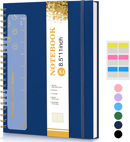 Dotted Notebook, Spiral Notebook Journal 8.5” x 11”, A4 Large Dot Grid Notebooks for Women Men, 100 GSM Dotted Paper, Plastic Hardcover Spiral Bullet Journals for Work School Sketching, Green