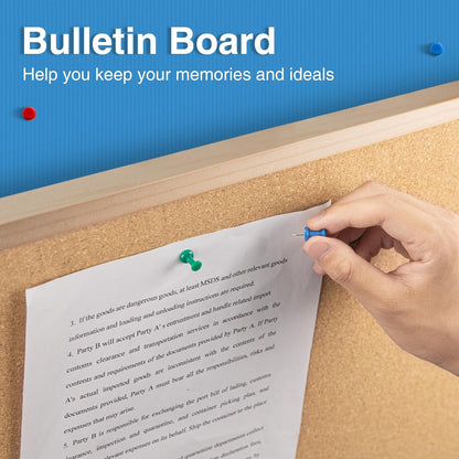 OWLKELA Cork Board 14.6"X 11", Notice Pin Board, Memo Board, Vision Board, Bulletin Board for Office, Classroom or Home, Mounting Hardware and Push Pins Included, Wooden Frame