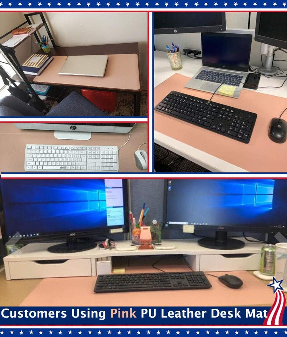 24 X 60 Inch XL Desk Mat Desktop Protector Non-Slip PU Leather Desk Pad Blotter Laptop Computer Gaming Keyboard Mouse Pad Writing Mat Desk Cover for Women Men Kids Girls Rctangular Waterproof Black