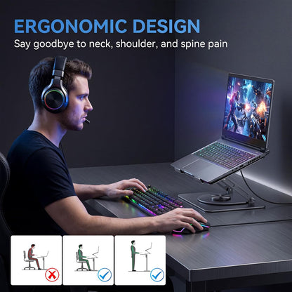 Leeboom Laptop Stand for Desk, Ergonomic Adjustable Aluminum Foldable Portable Computer Stand, Lecterns & Podiums, Fits 10-15.6" MacBook Air Pro HP Lenovo Dell Laptops & Tablets(Silver)