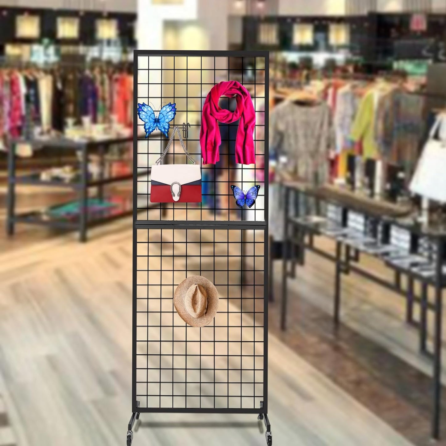 NectaCol Grid Wall Panels, 2 Packs 2'x 6' Gridwall Panels Tower with T-Base, Black Wire Grid Wall Display Rack, Craft Show Display Rack, Art Gridwall Display Stand