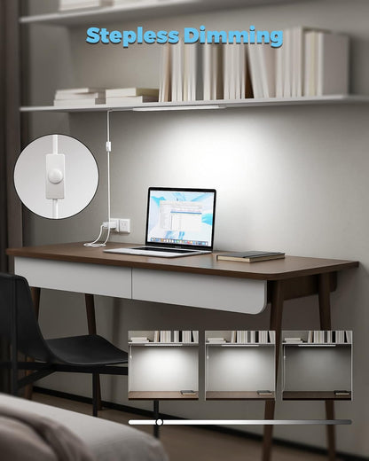 ASOKO Under Cabinet Led Lighting, 12 Inch Light Strip Bar, Daylight White 5000K Dimmable Plug in USB Light, Small Thin Led Under Counter Lighting for Kitchen/Room/Shelf/Desk/Display Case
