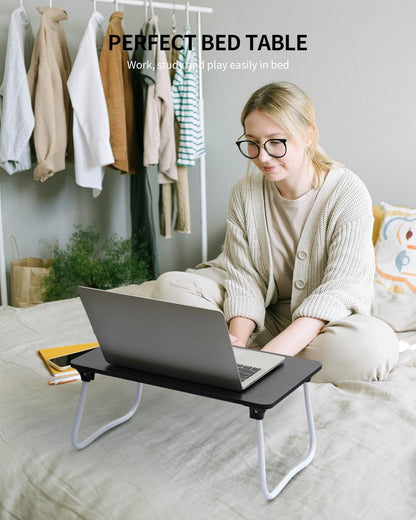 Ruxury Foldable Lap Desk Laptop Stand Bed Desk Table Tray, Breakfast Serving Tray, Portable & Lightweight Mini Table, Lap Tablet Desk for Sofa Couch Floor - Pink