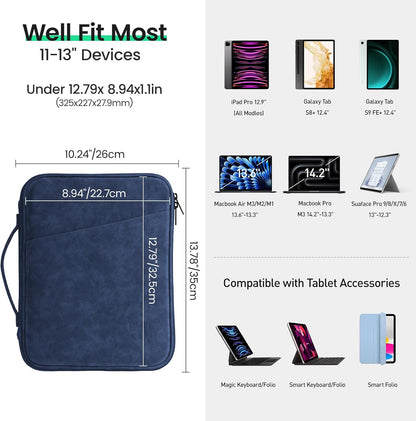 DTTO 9-11 Inch Tablet Sleeve Bag for iPad A16, iPad Air 11-inch M3 M2 / Air 5/4th Gen 10.9", iPad Pro 11 M4, iPad 10/9/8/7th Gen, Galaxy Tab A9+, Waterproof Travel Bag, Pink