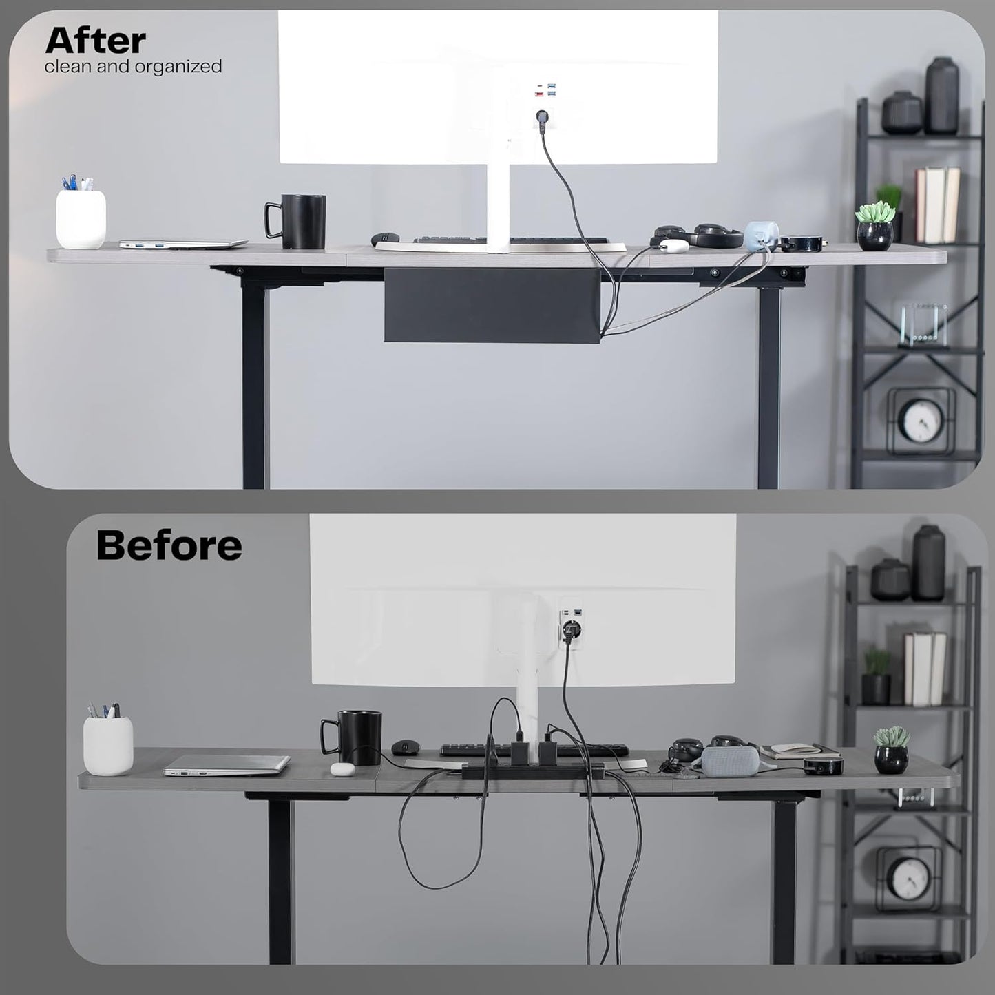 VIVO Under Desk 17 inch Cable Management Tray, Power Strip Holder, Cord Organizer, Wire Tamer for Office and Home, Black, DESK-AC06-1C