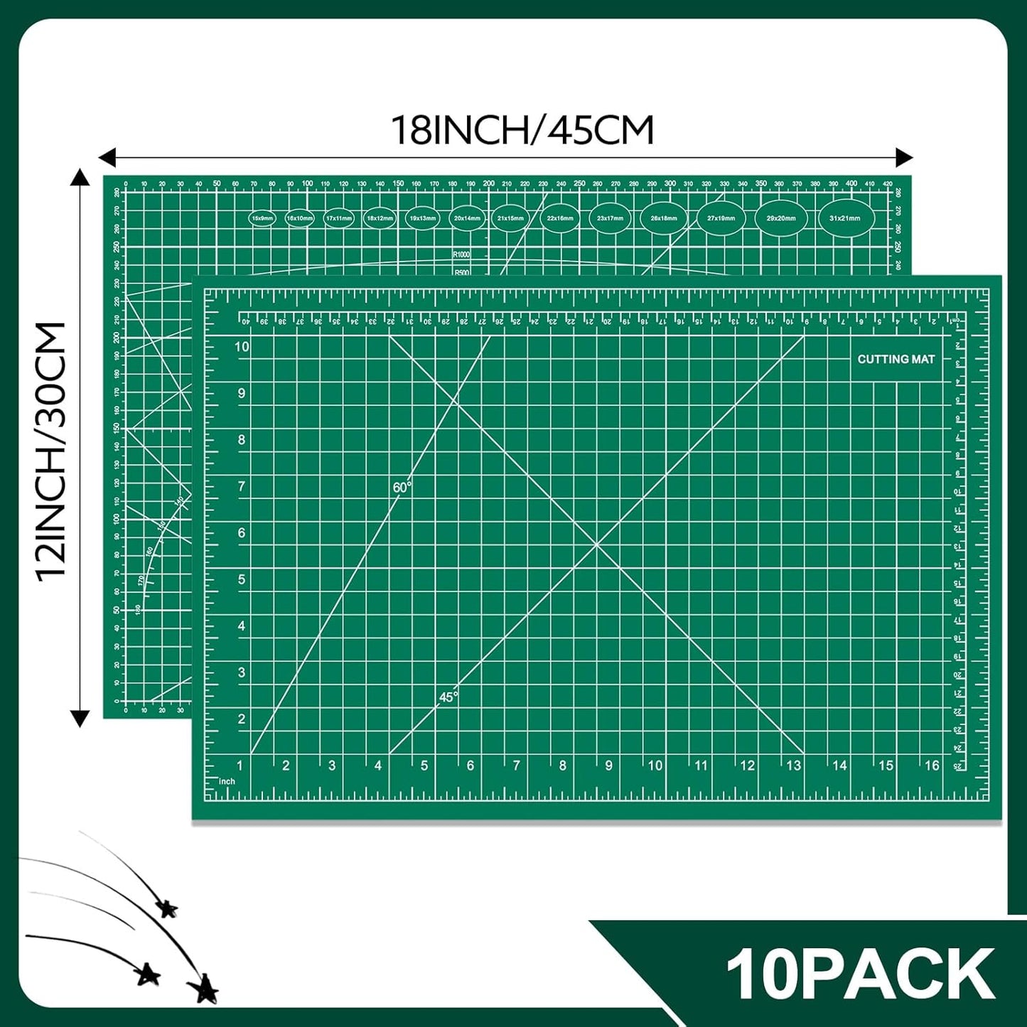 10 Pcs Self Healing Cutting Mat Bulk, 12"×18" Rotary Cutting Mats for Crafts, A3 Sewing Boards for Fabric Quilting Scrapbooking Precision Cutting Double Sided 5-Ply