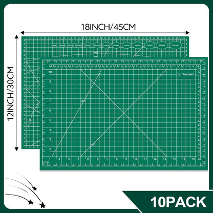 10 Pcs Self Healing Cutting Mat Bulk, 12"×18" Rotary Cutting Mats for Crafts, A3 Sewing Boards for Fabric Quilting Scrapbooking Precision Cutting Double Sided 5-Ply
