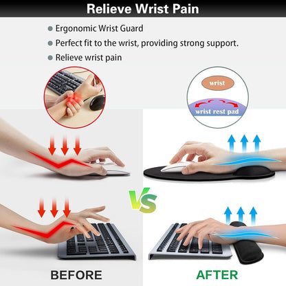 Ergonomic Keyboard Wrist Rest, Mouse Pad with Wrist Rest Anime, Cat Gaming Mousepad with Wrist Support, Memory Foam Wrist Rest Set for Computer Keyboard, Funny Cute Office Desk Accessories