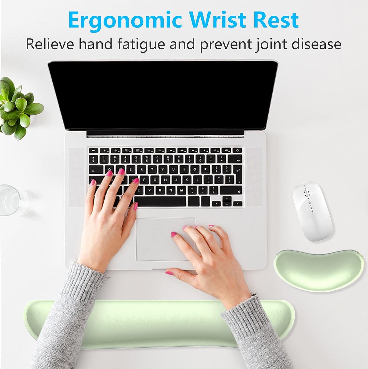 Dapesuom Enlarge Keyboard Wrist Rest, Memory Foam Keyboard Wrist Cushion for Computer Desk Mats Support, Pain Relief Ergonomic Mouse Pad Rests with Non-Slip Base for Gaming, Laptop, Radiant Orchid
