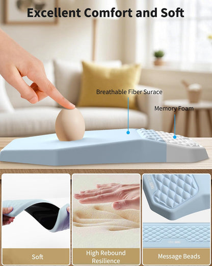 Ergonomic Mouse Pad and Keyboard Wrist Rest Support Set, Massage Design Mousepad for Carpal Tunnel Pain Relief, Memory Foam, Non-Slip PU Base for Computer Desk, Black