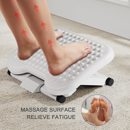 HUANUO Adjustable Desk Footrest, Foot Rest for Under Desk at Work with Massage, Adjustable Foot Stool with 3 Height Position & 30 Degree Tilt Angle Adjustment for Home, Office, Gray
