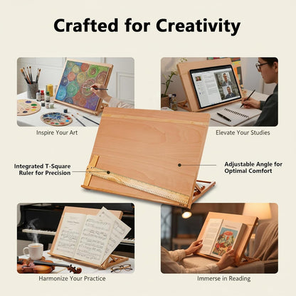 DJAR 5-Position Wood Drafting Table, Tabletop Easel and Sketching Board for Painting, Adjustable Angle Art Easel for Student Artist, 25 3/5 Inches by 19 Inches