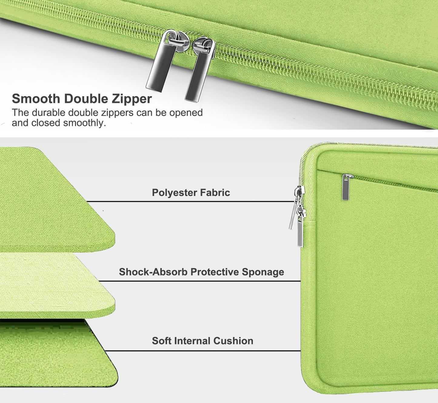 Laptop Sleeve 15.6 inch, Durable Computer Carrying Bag Protective Case Briefcase Handbag with Front Pocket, Slim Laptop Cover for 15-16 Inch HP, Dell, Lenovo, Asus, Notebook, Black