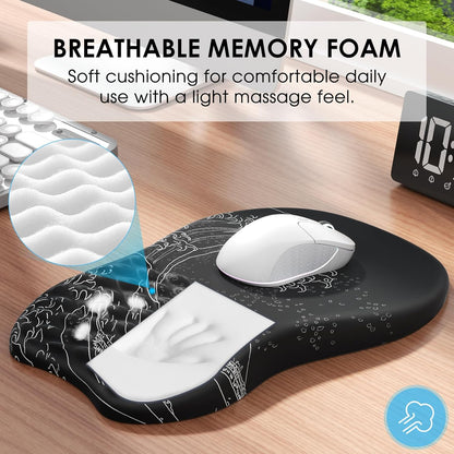 MROCO Ergonomic Mouse Pad with Wrist Support, Memory Foam Wrist Rest Mouse Pad, Non-Slip Base, Smooth Surface for Office & Home, Black