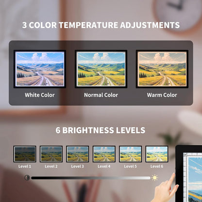 Rechargeable A3 LED Light Pad, 6-Levels Brightness & Adjustable Stand for Diamond Painting, Tracing, Art Large Drawing Board with Clip (16.5"x11.7")