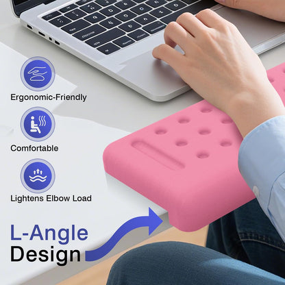 L-Shaped Desk Edge Cushion, 2 PCS Elbow Rest for Desk with Ergonomic Support, Memory Foam Elbow Pad & Arm Rest for Palm, Wrist & Forearm, Non-Slip & Separate Design, Office & Home, Black