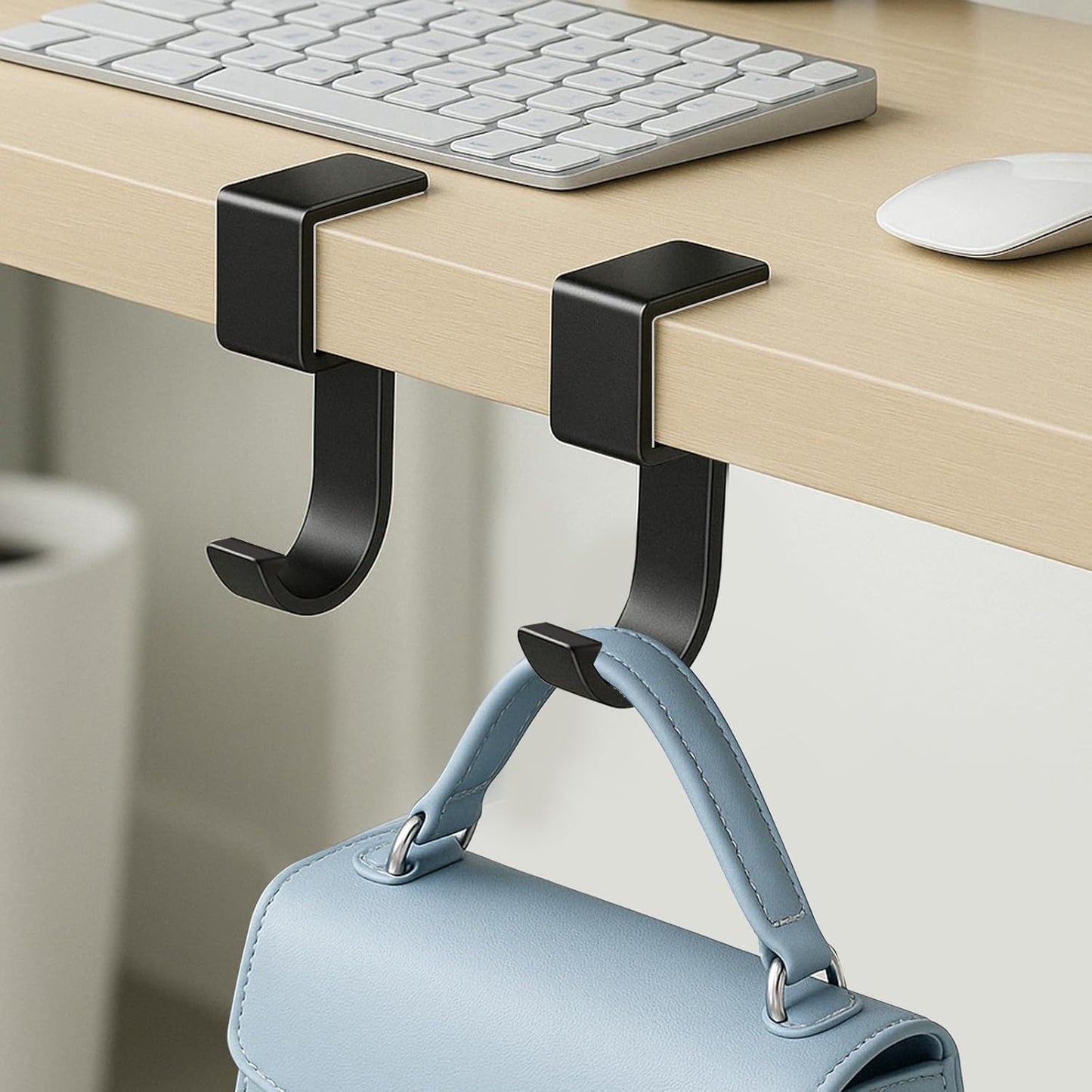 Durable Alloy Purse Hook for Table: 2-Pack Heavy Duty Holder for Desk with Non-Slip Pad - 22 lbs Max Load Portable Hanger for Restaurants Office Desks Bars & Cafes - Hanging Umbrellas Keys Headphone