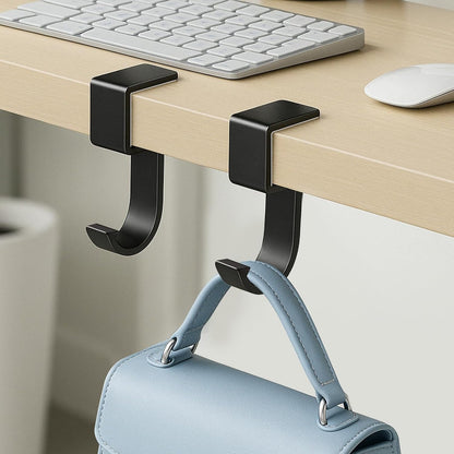 Durable Alloy Purse Hook for Table: 2-Pack Heavy Duty Holder for Desk with Non-Slip Pad - 22 lbs Max Load Portable Hanger for Restaurants Office Desks Bars & Cafes - Hanging Umbrellas Keys Headphone