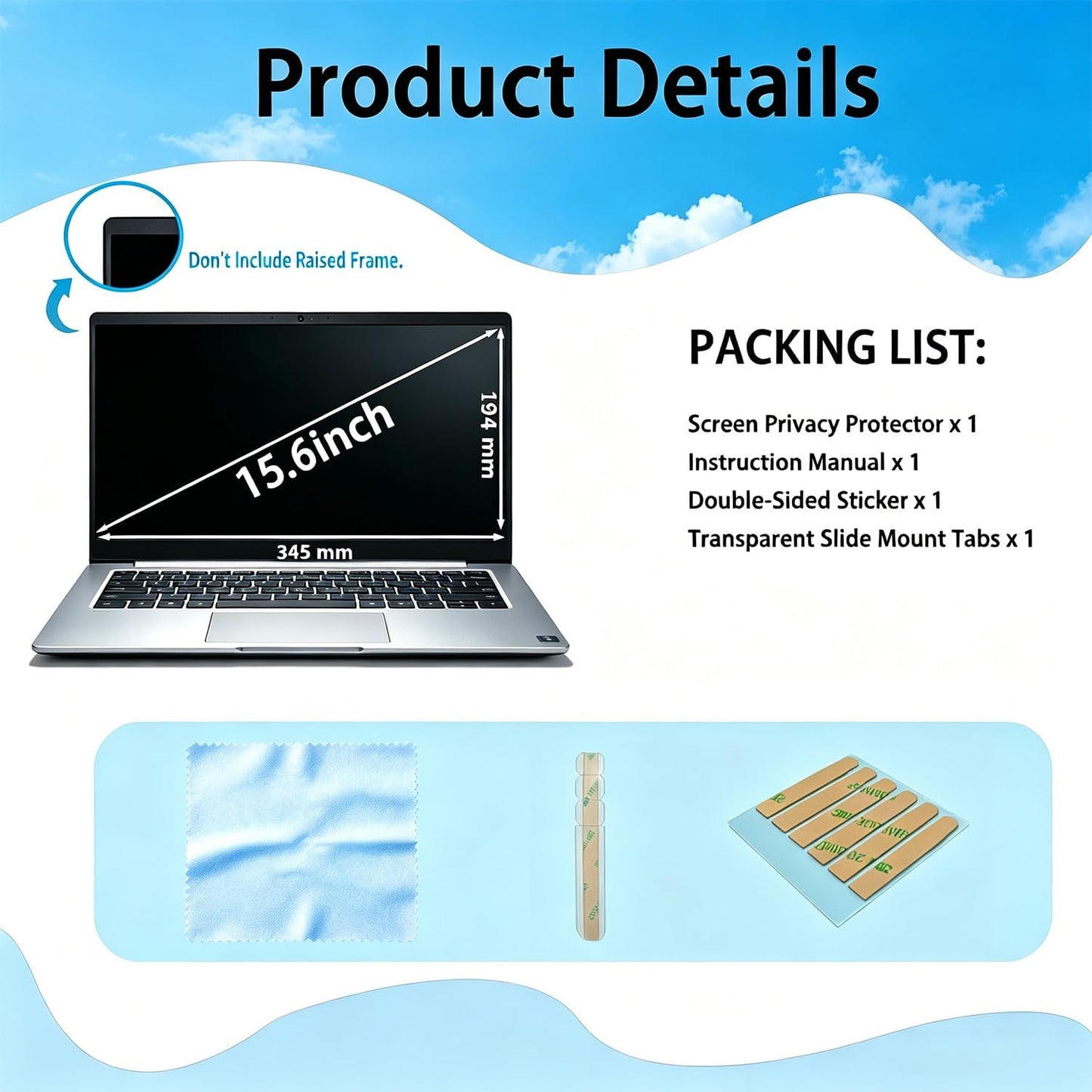 Laptop Privacy Screen 16.1 inch 16:9, 26° Anti Peeping Removable Anti Glare Blue Light Filter Compatible with All 16.1” 16:9 Laptops Portable Monitors