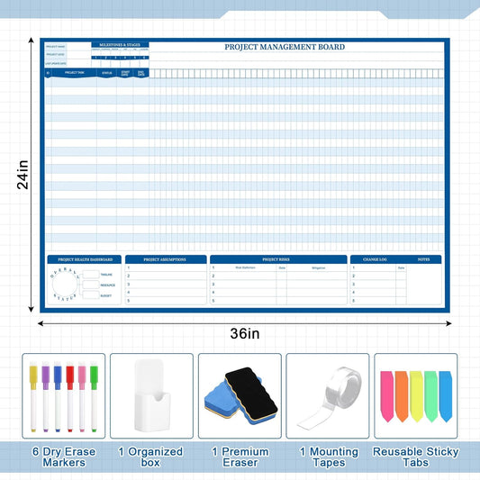 Lincia Large Magnetic Project Planning Management Vision Board 24 x 36 Reusable Office Whiteboard Make Ready Board Property Management Wall Project Planner for Managers Entrepreneurs
