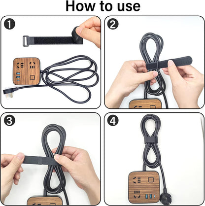 40pcs Reusable Cable Ties - 4 Sizes (6/8/10/12 Inch) - Hook and Loop Cinch Straps for Wire Management - Heavy Duty Cord Organizer & Wire Ties for Electronics, PC, Home & Office