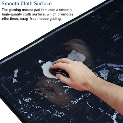 Large Extended Gaming Mouse Pad with Stitched Edges, (31.5X15.7In) Durable Non-Slip Natural Rubber Base, Waterproof Computer Keyboard Pad Mat for Esports Pros/Gamer/Desktop/Office/Home-Black