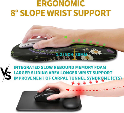 Hokafenle Ergonomic Mouse Pad Wrist Support, Wrist Rest Mousepad for Carpal Tunnel Pain Relief with Integrated Memory Foam Slope Massage Bulge (11.8x7.9 inch,Topographic Contour)