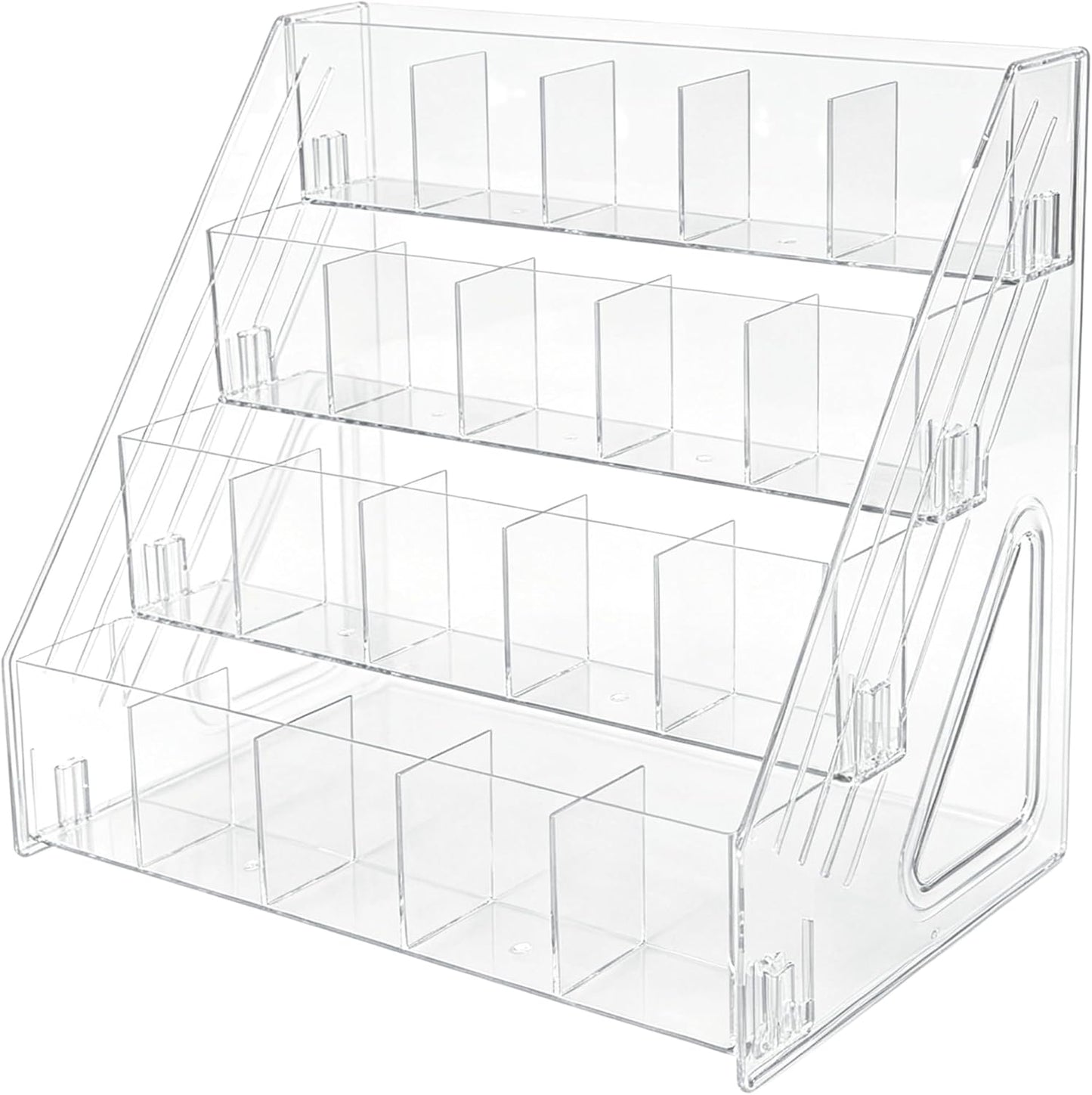 3-Tier Acrylic Desk Organizer, Multi-Slot Marker & Pen Storage Holder, Clear Vertical Desktop Stationery Rack for Small Art Supplies, Compact Office & Home Workspace Organizer
