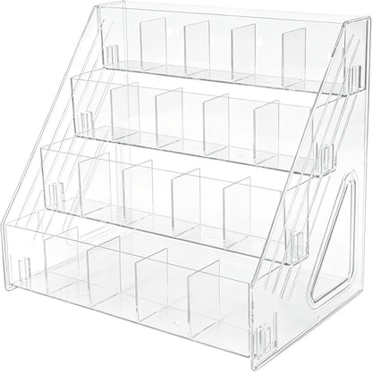 3-Tier Acrylic Desk Organizer, Multi-Slot Marker & Pen Storage Holder, Clear Vertical Desktop Stationery Rack for Small Art Supplies, Compact Office & Home Workspace Organizer