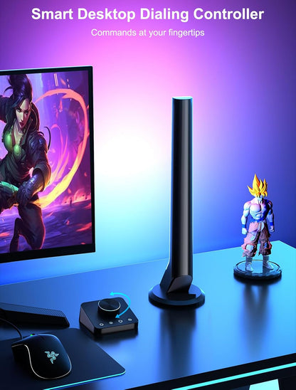 Gaming Light Bars with Dial Controller, Smart Gaming LED Lights RGB Light Bars Compatible with Alexa and Google Assistant, TV LED Backlight App Control Music Sync for Gaming Room Bedroom Decor Gifts