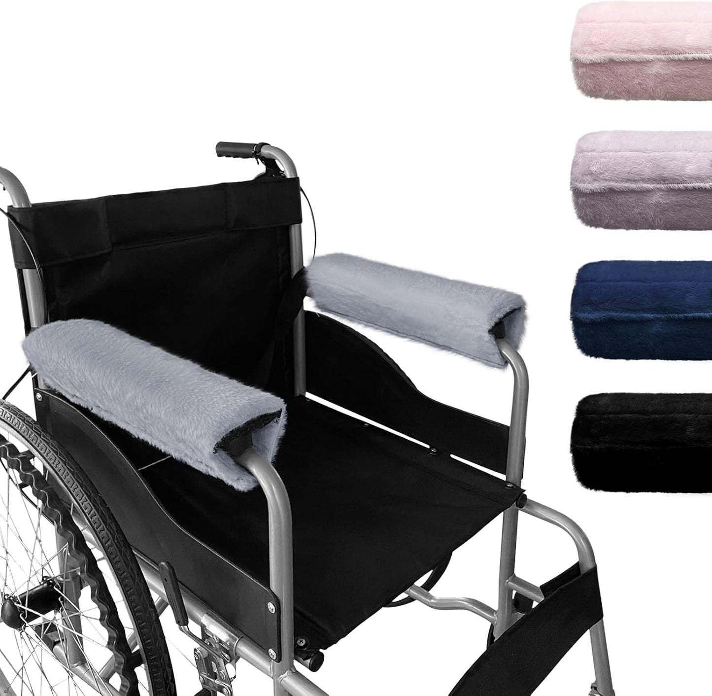 SPRING SEAON Wheelchair Armrest Covers 2 Pack Soft Memory Foam Wheelchair armrest Pads Wicking Washable for Office Transport Chair (Black)