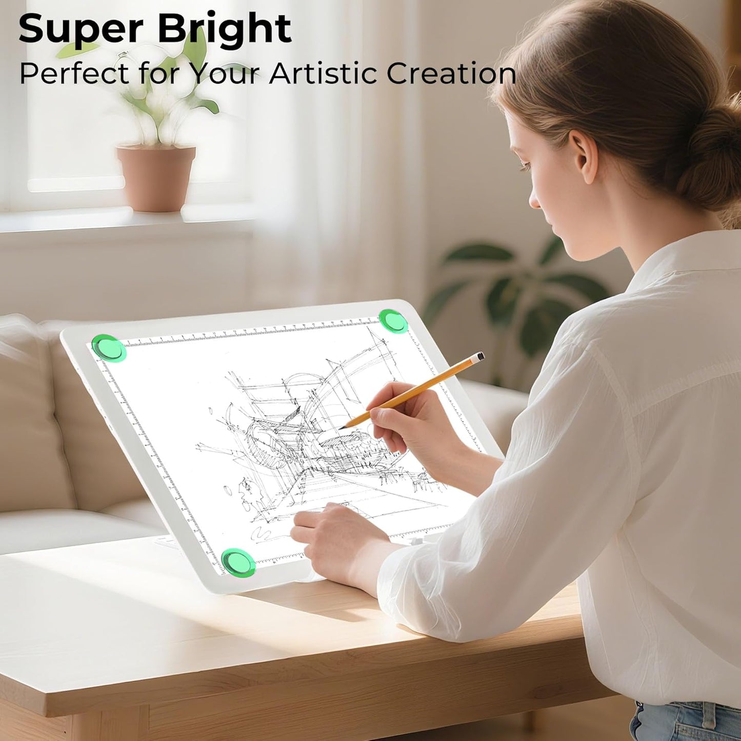 Rechargeable A4 Light Box for Tracing,Bawaslom LED Light Pad with Adjustable Stand and Strong Magnets,Ultra-Thin & Bright Tracing Board for Diamond Art,Sketching,Vinyl Weeding,Architectural Design