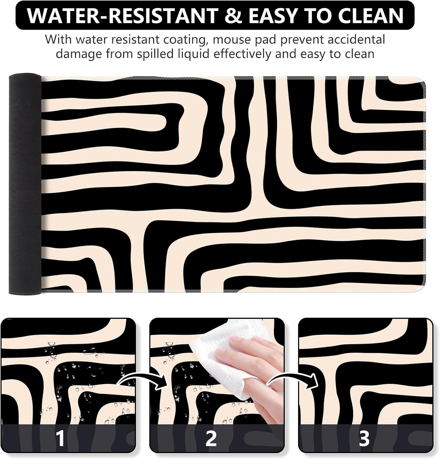 iCasso Desk Cover Mat, Office Mouse Pad, Desk Protector Mat, Extra Large Matt for Desktop,Anti-Slip XXL Big Mousepad with Stitched Edges for Computer Keyboard Retro Black - Colors A