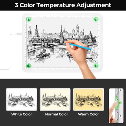 A2 Light Pad (25.2" x 18.4"), Large Magnetic Bright Light Box for tracing,6 Levels Dimming/3 Color,Physical Buttons,Light Board for Diamond Painting,Light Table for Drawing, Sketching