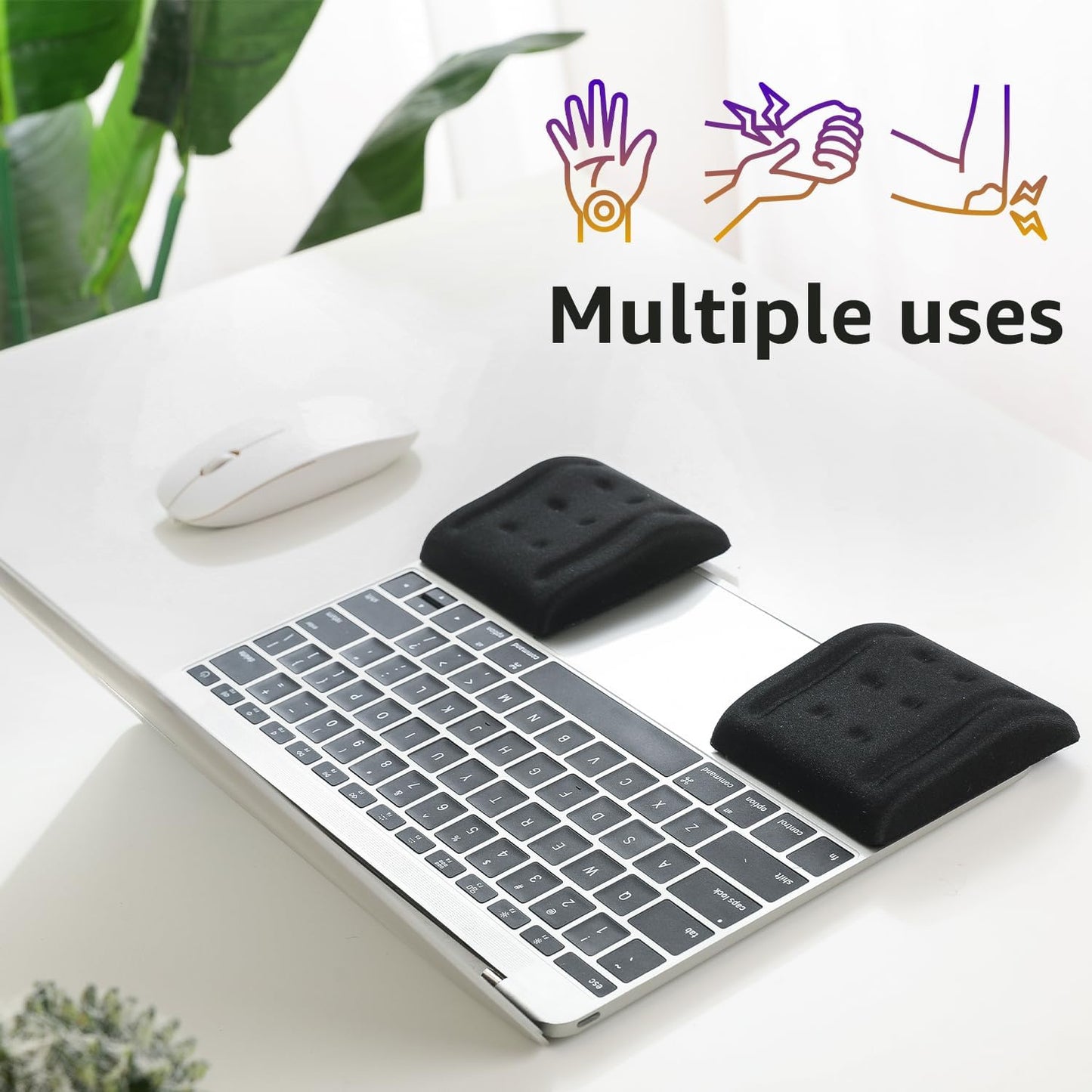 L-Shaped Desk EdgeRest, 2-Piece Set, Plam & Wrist & Forearm & Elbow Comfort Support for Table or Desk Edge, Non-Slip, Memory Foam Padding, Ergonomic Design, Separate Design (11.8 * 3.9 inch)