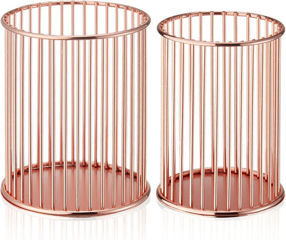 2 Sets Metal Pen Holder for Desk,Makeup Brushes Cup Holder, Pencil Holders, Pen cup, Home and Office Organizer, Black
