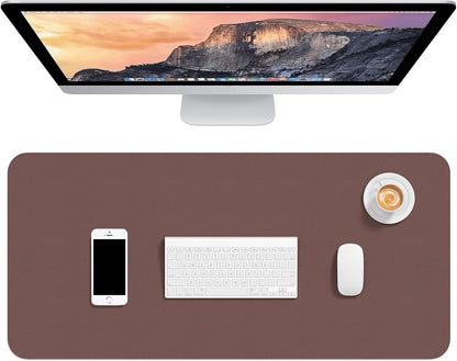 Hsurbtra Desk Pad, 23.6" x 13.8" PU Leather Desk Mat, M Extended Mouse Pad, Waterproof Desktop Blotter Protector, Non-Slip Ultra Thin Small Laptop Keyboard Writing Mat for Office Home, Pink