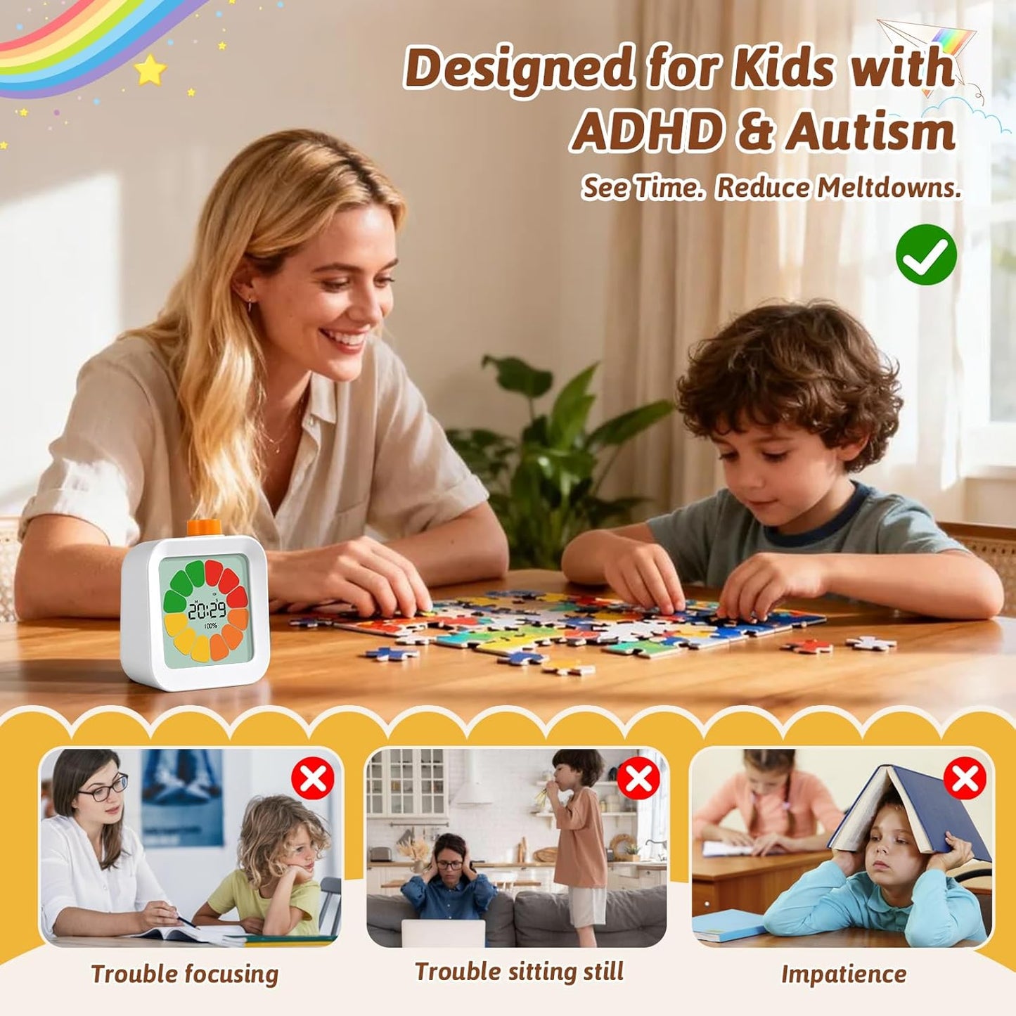 EooCoo Digital Visual Timer 60-Minute Countdown (3-in-1) for Kids & Adults, Handy Time Management Tool, Classroom Essential, Ideal Back-to-School Teacher Gift - Fits Homeschool, Kitchen, ADHD Users
