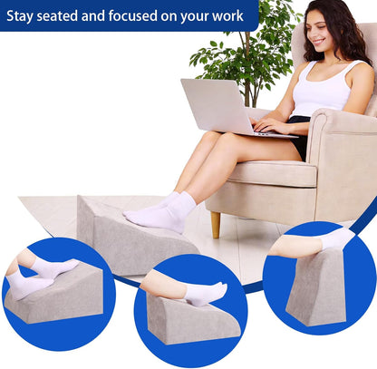 Foot Rest for Under Desk at Work, Ergonomic Under Desk Footrest with Washable Cover for Office, Home & Gaming Leg Elevation Pillow Blue