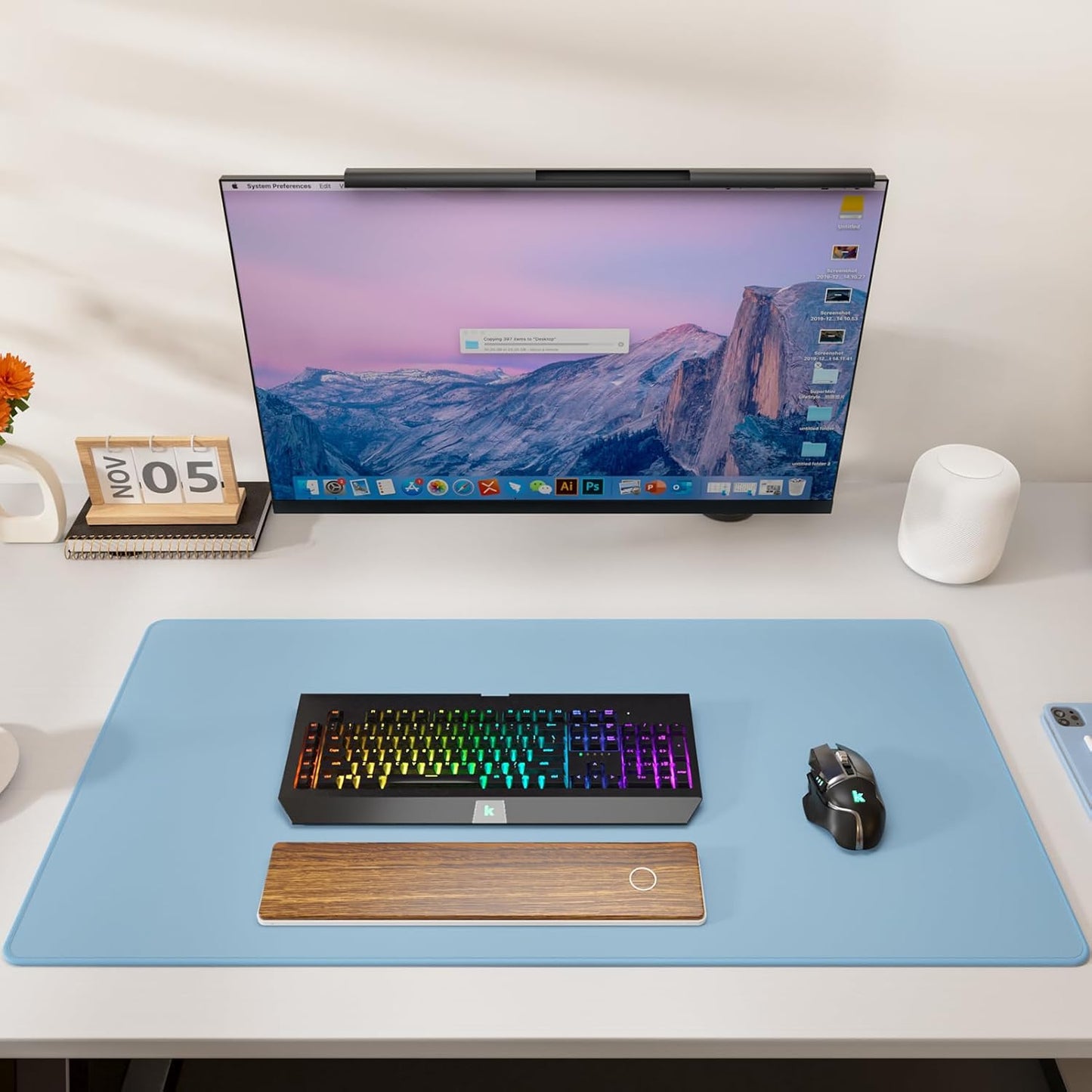 KTRIO Large Gaming Mouse Pad Desk Mat, Superior Micro-Weave Cloth for Precise Mouse Control, Non-Slip Rubber Base, Stitched Edges, Water-Resistant, for Gamer, Office & Home, 31.5" x 11.8" inches