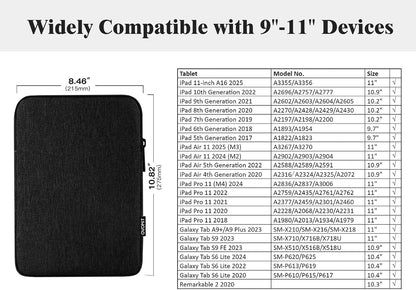 TiMOVO 9-11" Tablet Sleeve Bag for iPad 11-inch A16 2025, iPad 10.9"/10.2"| Air 11 Inch/5th/4th Gen. 10.9", Galaxy Tab A9+/A11Plus 11", Protective Bag Fit Smart Keyboard, Dusty Blue
