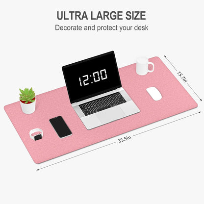Auhoahsil Felt Desk Mat, Minimalist Large Mouse Pad XXL 35.5 x 15.7 in, Desk Matt for Desktop, Keyboard, Laptop, Computer, Office, Work from Home, Gaming, White
