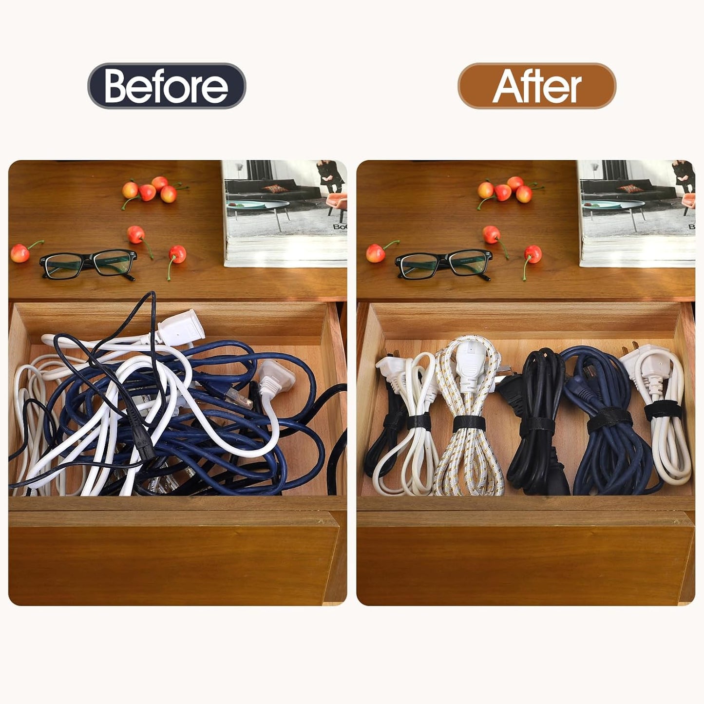 MVYC 120PCS 6 Inch Reusable Cable Ties Wire Ties Cord Organizer Cable Organizer Adjustable Management Black