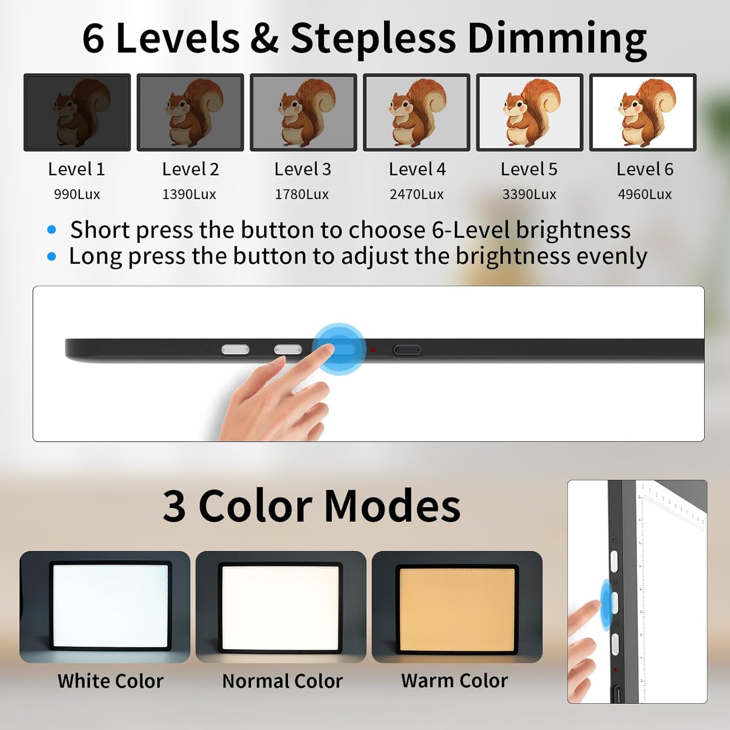 TOHETO A4 Light Board for Diamond Painting, Super Bright Magnetic Light Pad with Side Buttons, Lightbox for Tracing and Drawing, Corded Light Table for Sketching, Animation, Weeding Vinyl (Black)
